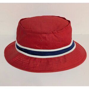 Vintage Red Navy Blue  & White Stripe Bucket Fishing Hat Paris Adult Size Medium